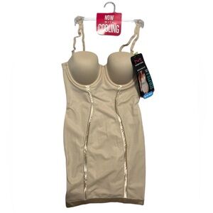 Maidenform Beige Convertible Shapewear Slip w/ Built-In Bra 34B NEW